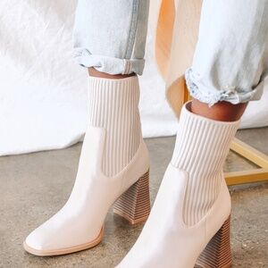Naynee Bone Square Toe Mid-Calf Boots